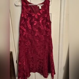 Elegant Floral Red Dress